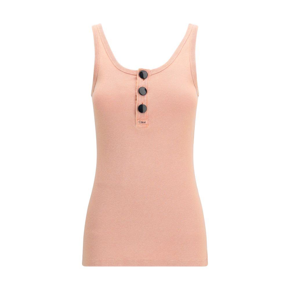 Chloé Ribbed Organic Cotton Tank Top — Pink