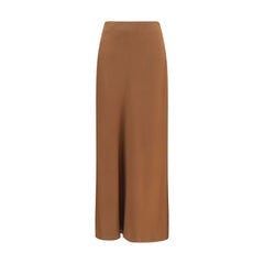 Women's Brown Acetate Midi Skirt