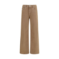 Women's Brown Cotton Straight-Leg Jeans Clothing