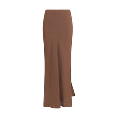 Women's Brown Viscose Long Skirt