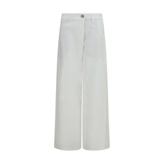 Women's White Cotton Casual Pants