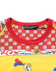 Men's Multicolor Carretto Print Crew Neck T-Shirt Cotton