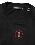 Men's Black Cotton Jersey Logo Patch Crew Neck T-Shirt