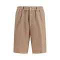 Men's Brown Linen Bermuda Shorts
