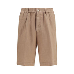 Men's Brown Linen Bermuda Shorts