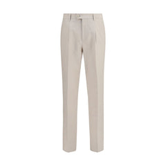 Men's Beige Cotton Dress Pants