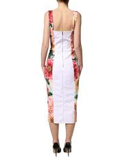 Women's Multicolor Floral Print Viscose Sheath Dress Elastane Nylon