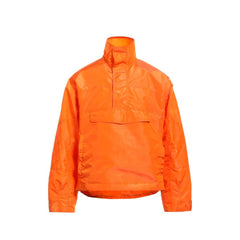 Men's Orange Polyester Shell Jacket Clothing