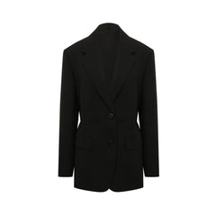 Women's Black Fleece Wool Coat Clothing