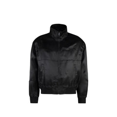 Men's Black Silk Bomber Clothing