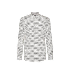 Men's White Cotton Pattern Shirt