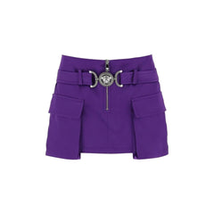 Women's Purple Viscose Mini Skirt