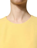 Women's Yellow Short-Sleeved Crew Neck Midi Dress Viscose Elastane