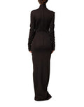 Women's Brown Turtleneck Jersey Long Maxi Dress Viscose Nylon Elastane