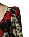 Women's Floral Silk Gown Black Elastane