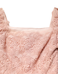 Women's Intricate Lace Evening Gown Pink Cotton Silk Polyester