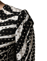 Women's Black White Zebra Rhinestones Mini Dress And Acetate Elastane Viscose