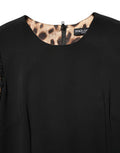 Women's Black Viscose Lace Long Sleeves Mini Dress Cotton Nylon Elastane