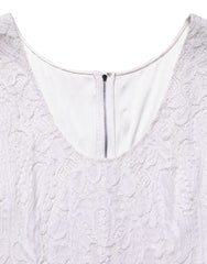 Women's White Floral Lace Sleeveless Midi Dress Viscose Nylon