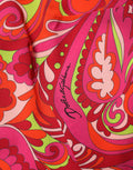 Women's Red Paisley Floral Print Sheath Midi Dress Silk Elastane