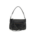 Women's Le City Moto Shoulder Bag Black Lamb Ovis Aries