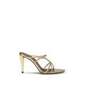 Women's Gold Laminated Leather Mule Calf Bos Heels