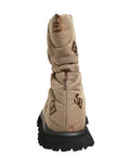 Men's Brown Logo Print Lace Up Snow Boots Shoes Nylon