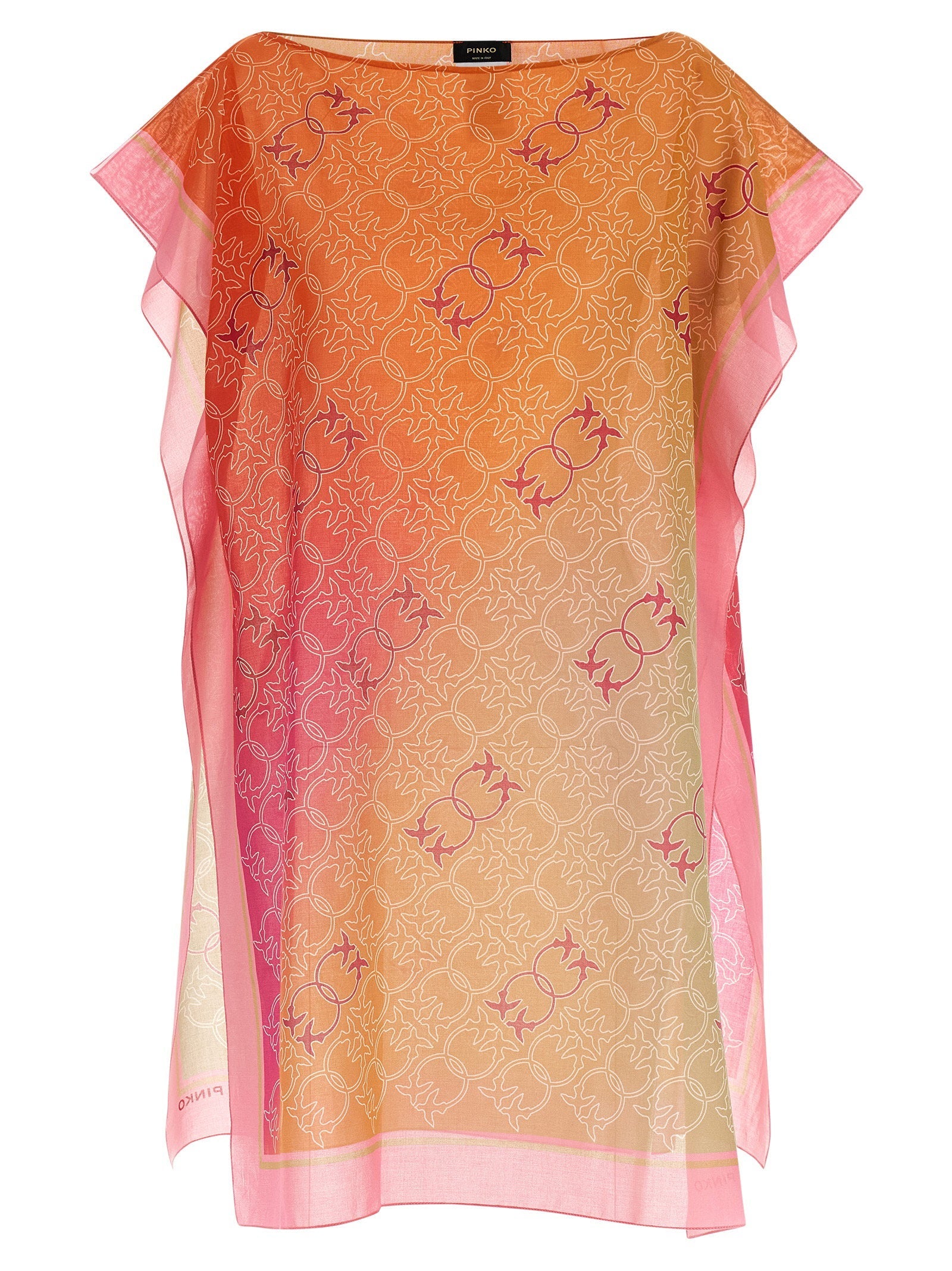 Pinko Logo-Print Linen Tunic — Orange