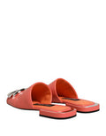 Women's Orange Dg Logo Leather Flats Sandals Shoes Lamb