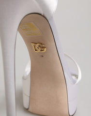 Women's White Platform Ankle Strap Sandals Shoes Leather
