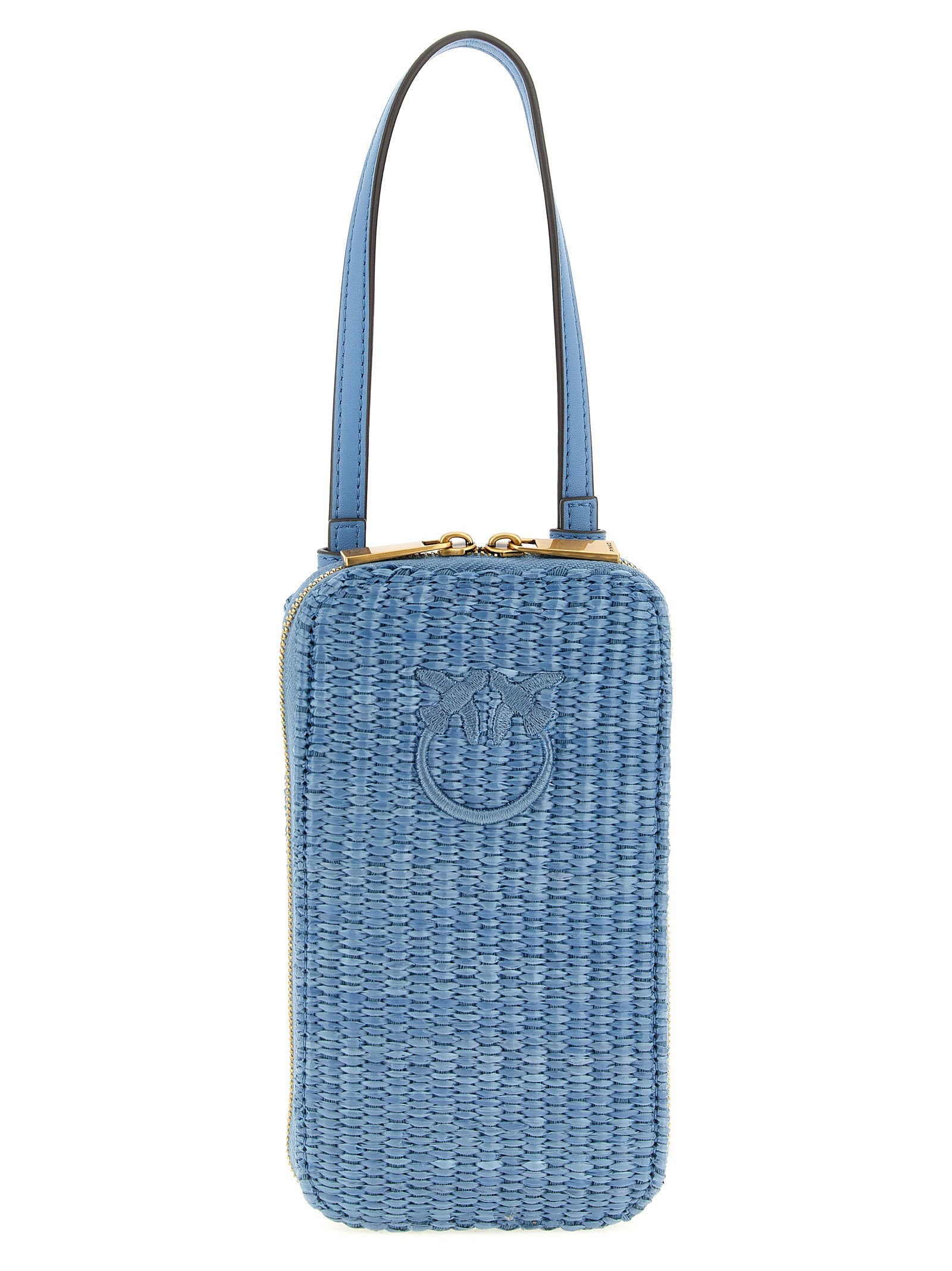 Pinko Braided Raffia Smartphone Case — Blue