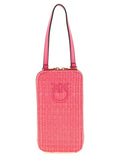 Pinko Braided Raffia with Love Birds Embroidery Card Case — Pink