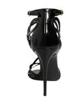 Women's Patent Calf Leather Cut-Out Heel Sandal Black