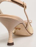 Women's Beige Lori Mesh Leather Slingback Sandals Shoes Nylon Calf