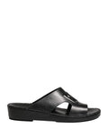 Men's Black Leather Cutout Dg Logo Sandals Shoes