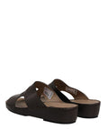 Men's Brown Leather Cutout Dg Logo Sandals Shoes
