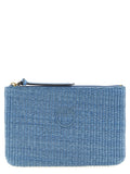 Pinko Braided Raffia Clutch — Blue