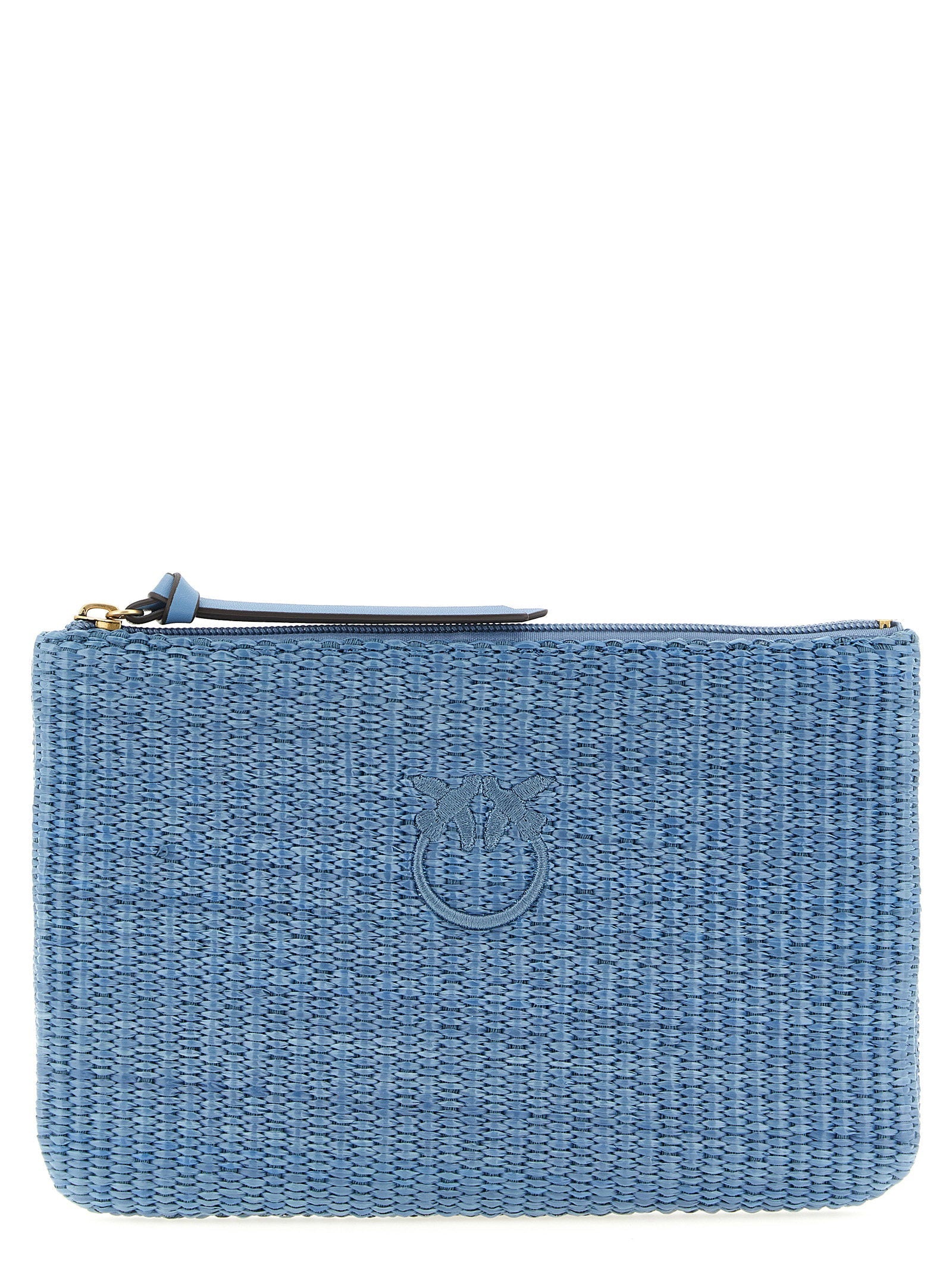 Pinko Braided Raffia Clutch — Blue