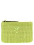 Pinko Raffia-Effect Braided Clutch — Green