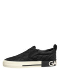Women's Black Quilted Slip On Low Top Sneakers Shoes Polyester Pu Viscose