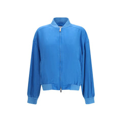 Women's Blue Silk Bomber Clothing