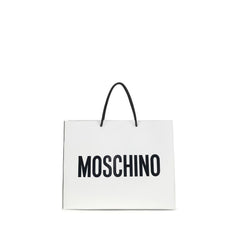 Women's Calf Leather Logo Shopper Shoulder Bag White Bos