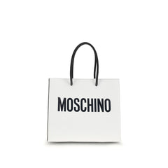 Women's Logo-Print Calf Leather Tote White Bos