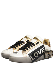 Women's Multicolor Crystal Studdedlove Sneakers Shoes Calf Leather