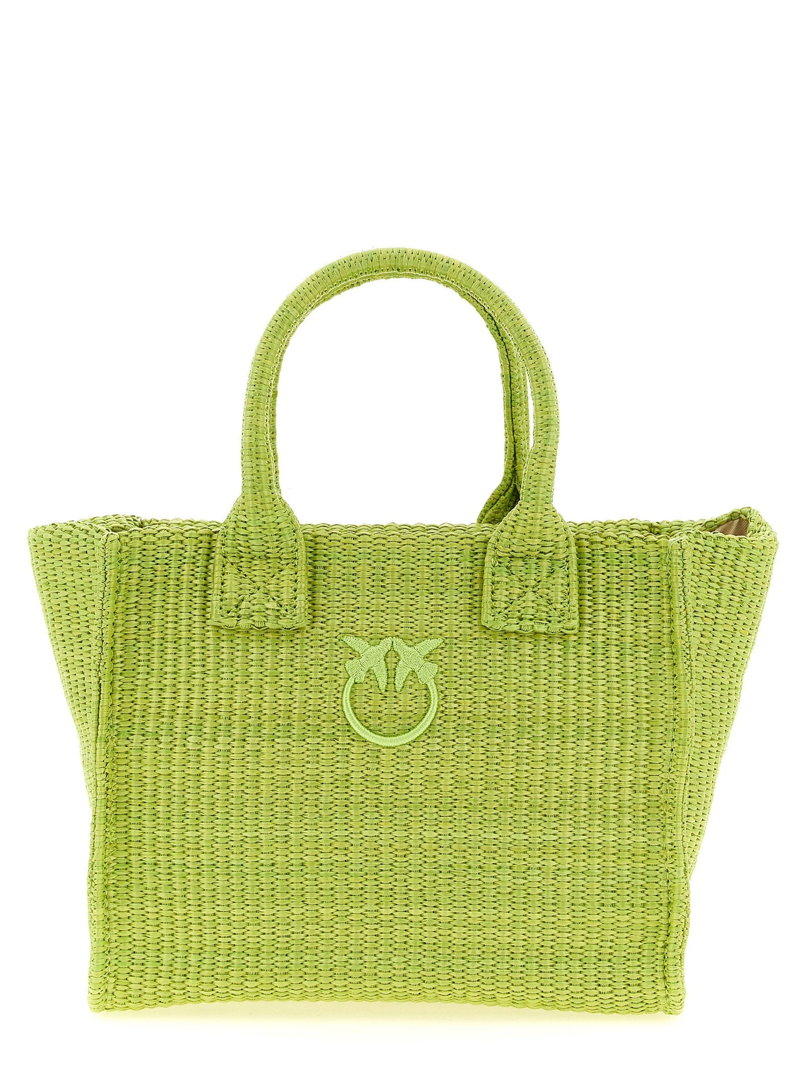 Pinko Woven Raffia Tote Bag — Green