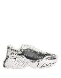 Women's White Daymaster Graffiti Low Top Sneakers Shoes Calf Leather