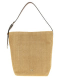 Pinko Raffia Bucket Bag — Tan