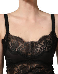 Women's Black Silk Lace Slip Lingerie Chemise Sleepwear Viscose Nylon Elastane Clothing