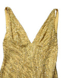 Women's Sequinned V-Neck Gown Gold Glass Pvc Nylon