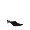 Women's Black Suede Leather Mules